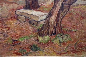 Vincent van Gogh, Stone Bench in the Asylum of Saint-Rémy by Vincent van Gogh